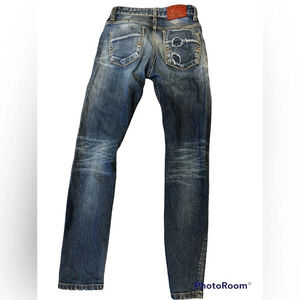Made in  Italy VINTAGE women’s 44/30 button mid rise blue wash skinny leg Jeans